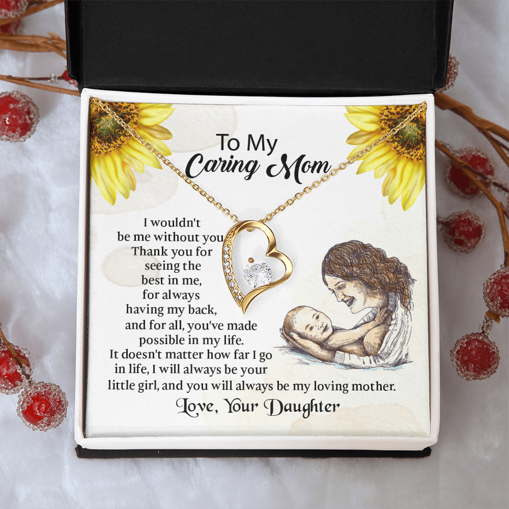 To My Mom Forever Love Necklace, Mothers Day Necklace, Mom Birthday Gift from Daughter, Message Card Jewelry For Mom
