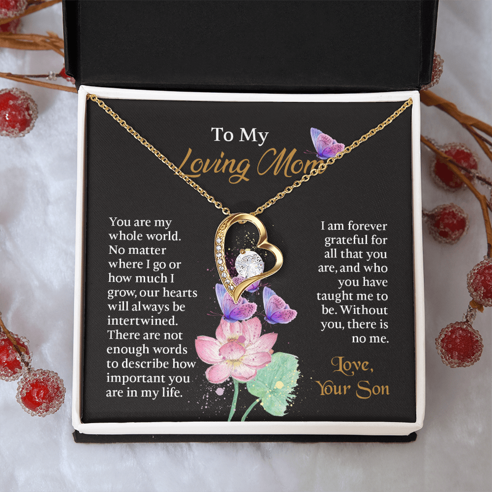 To My Mom Necklace, Mothers Day Necklace To Mom, Mom Birthday Gift from Son, Message Card Jewelry For Mom