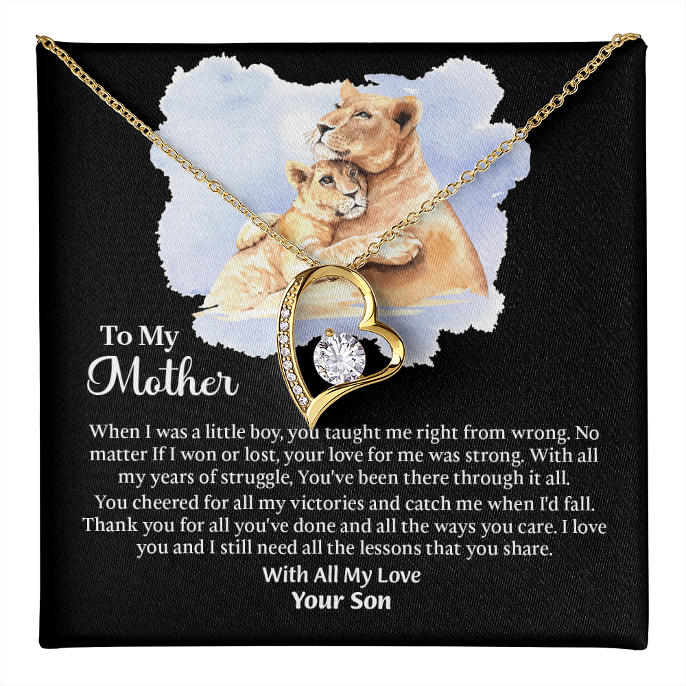 To My Mother Forever Love Necklace, Mom Birthday Gift From Son, Mothers Day Necklace To Mom, Message Card Jewelry For Mom