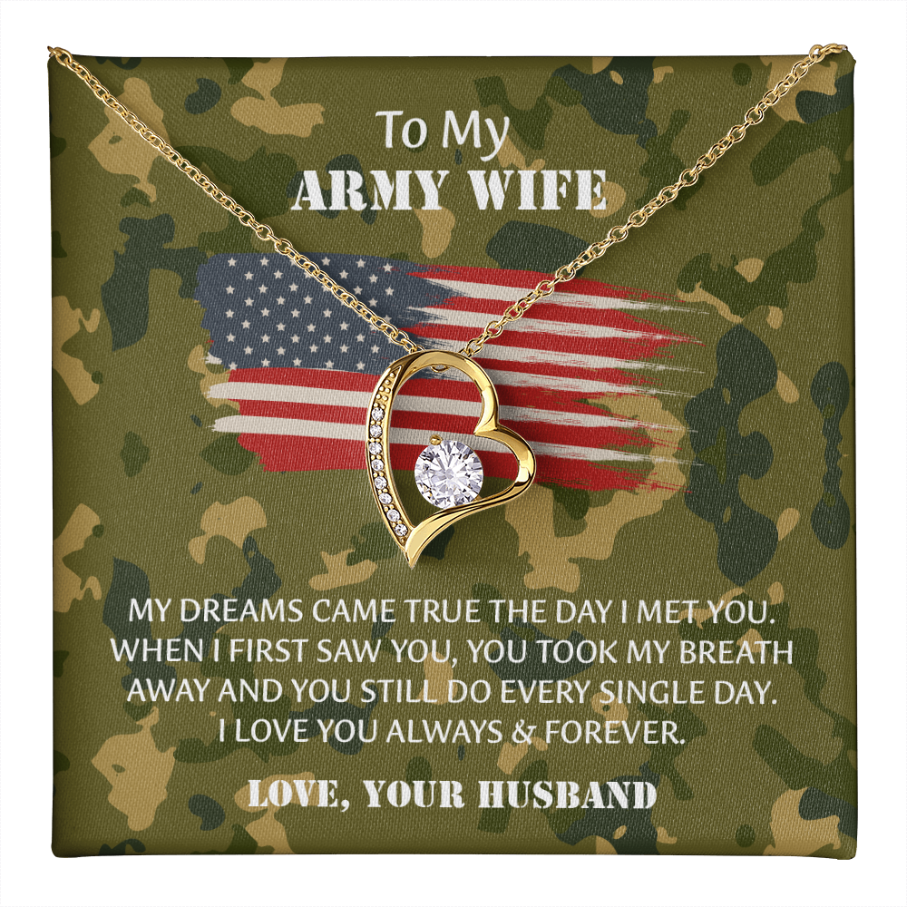 Army Wife Forever Love Necklace, Military Wife Gift, Gift from Husband to Wife, Anniversary Gift for Army Wife