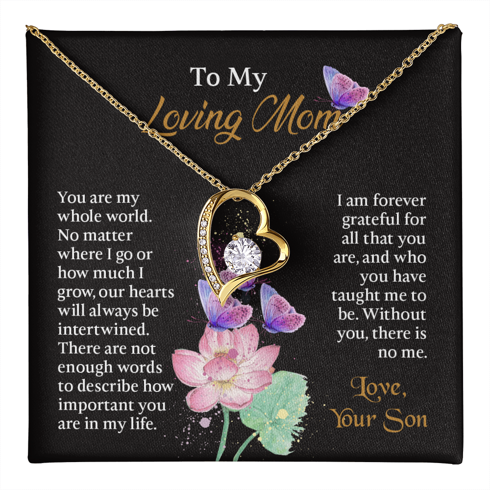 To My Mom Necklace, Mothers Day Necklace To Mom, Mom Birthday Gift from Son, Message Card Jewelry For Mom