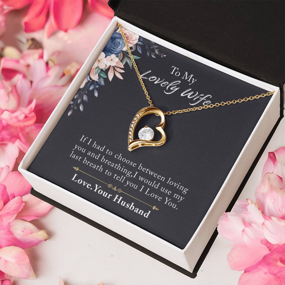 To My Lovely Wife Forever Love Necklace, Necklace Gift For Wife, Anniversary Gift For Wife, Wife Birthday Gift