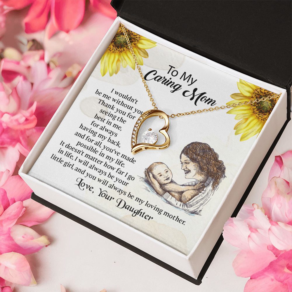 To My Mom Forever Love Necklace, Mothers Day Necklace, Mom Birthday Gift from Daughter, Message Card Jewelry For Mom