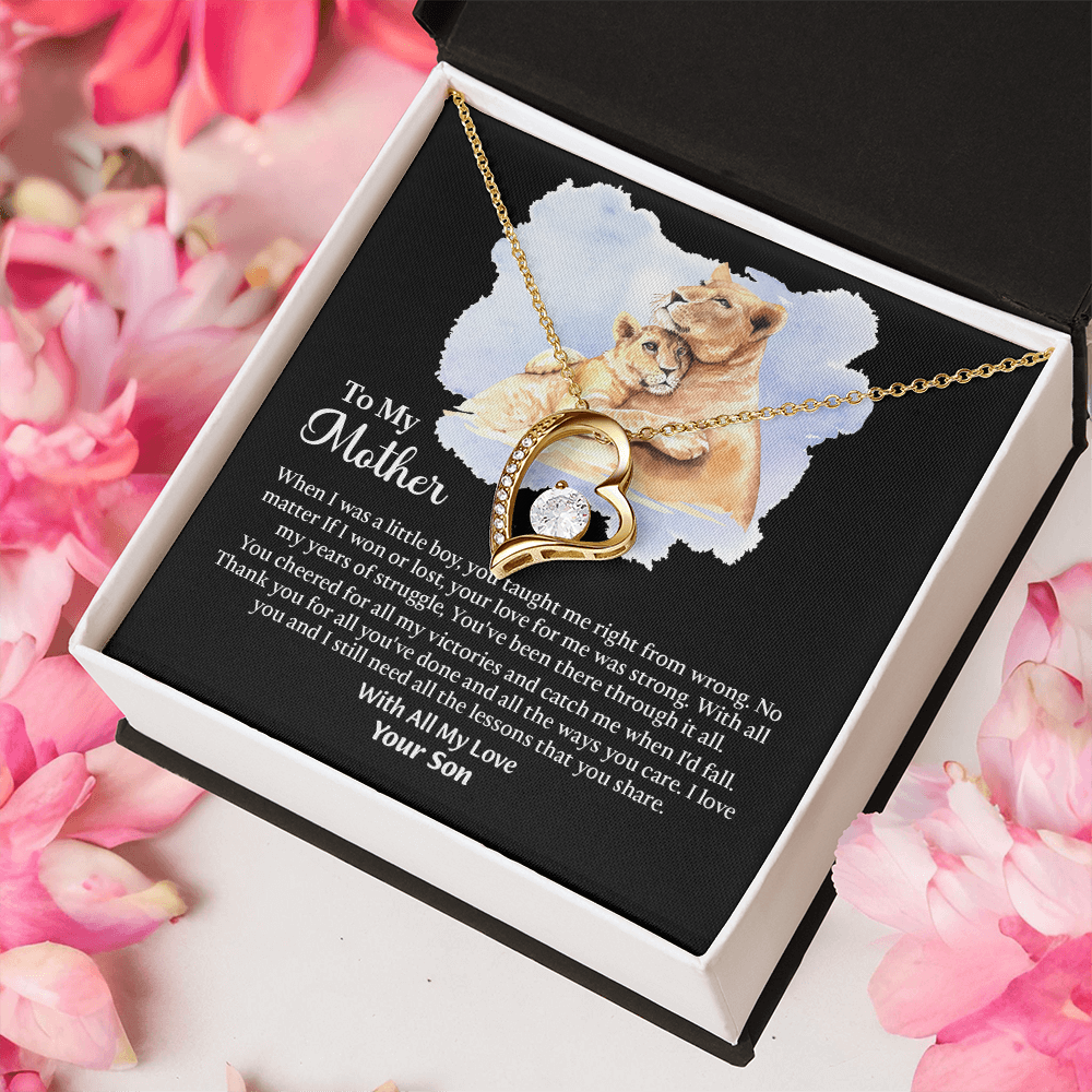 To My Mother Forever Love Necklace, Mom Birthday Gift From Son, Mothers Day Necklace To Mom, Message Card Jewelry For Mom
