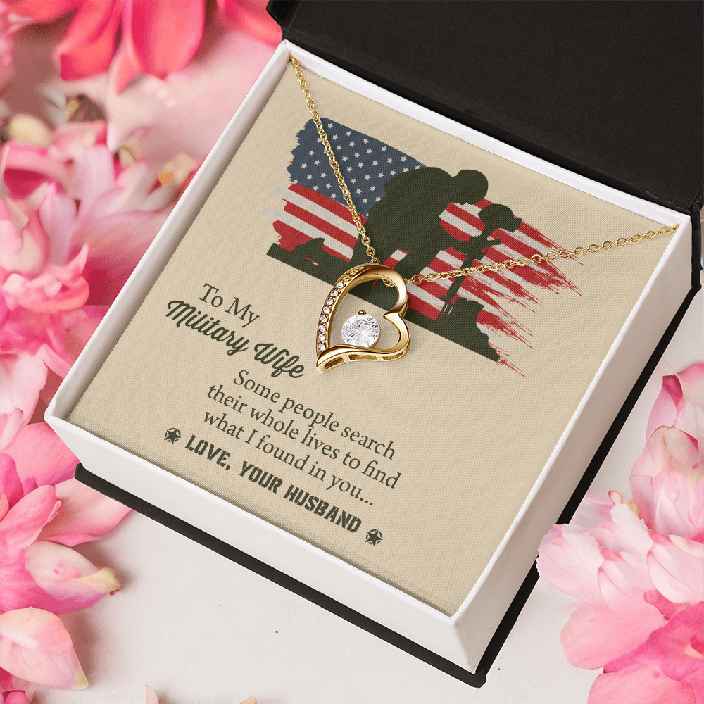 To My Military Wife Forever Love Necklace, Military Wife Gift, Gift from Husband to Wife, Anniversary Gift for Army Wife