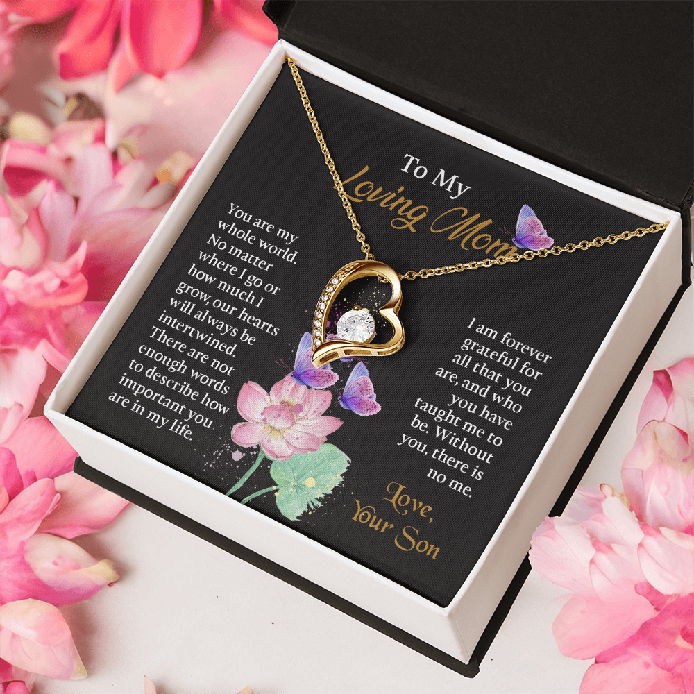 To My Mom Necklace, Mothers Day Necklace To Mom, Mom Birthday Gift from Son, Message Card Jewelry For Mom