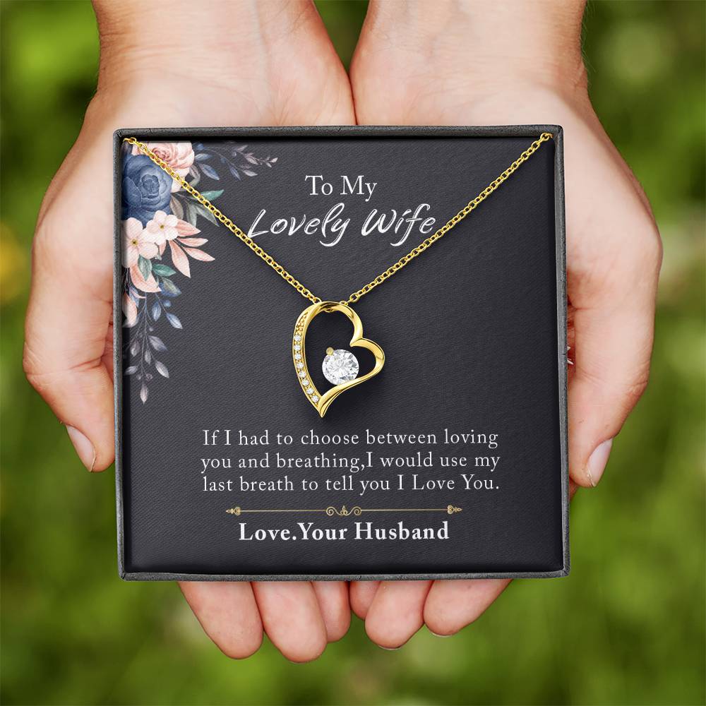 To My Lovely Wife Forever Love Necklace, Necklace Gift For Wife, Anniversary Gift For Wife, Wife Birthday Gift