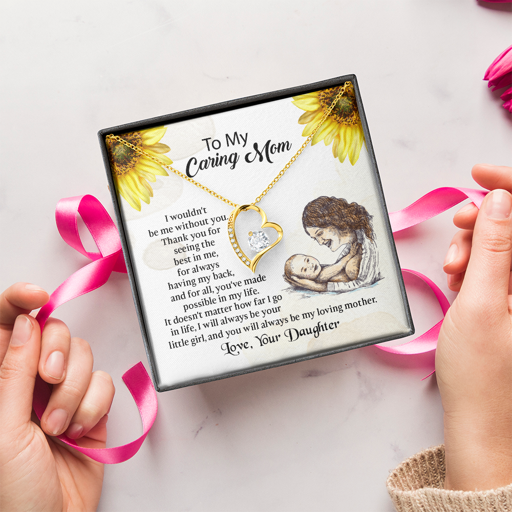 To My Mom Forever Love Necklace, Mothers Day Necklace, Mom Birthday Gift from Daughter, Message Card Jewelry For Mom