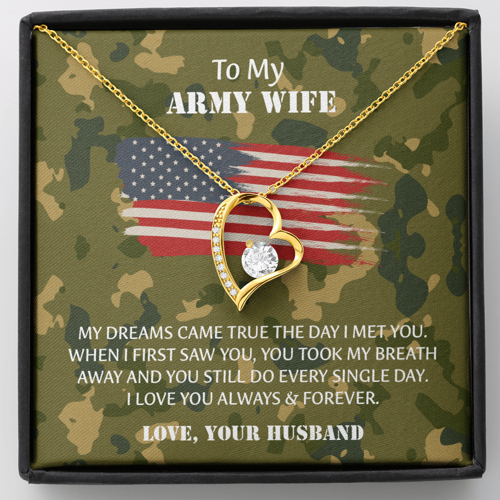 Army Wife Forever Love Necklace, Military Wife Gift, Gift from Husband to Wife, Anniversary Gift for Army Wife