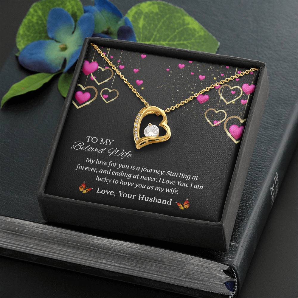 To My Beloved Wife Forever Love Necklace, Anniversary Gift For Wife, Wife Birthday Gift, Necklace For Wife