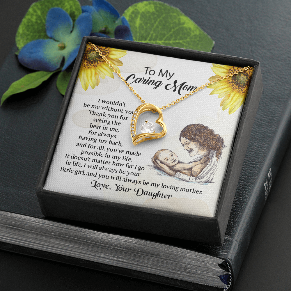 To My Mom Forever Love Necklace, Mothers Day Necklace, Mom Birthday Gift from Daughter, Message Card Jewelry For Mom