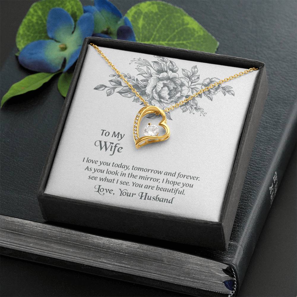 To My Wife Forever Love Necklace, Necklace For Wife, Anniversary Gift For Wife, Wife Birthday Gift