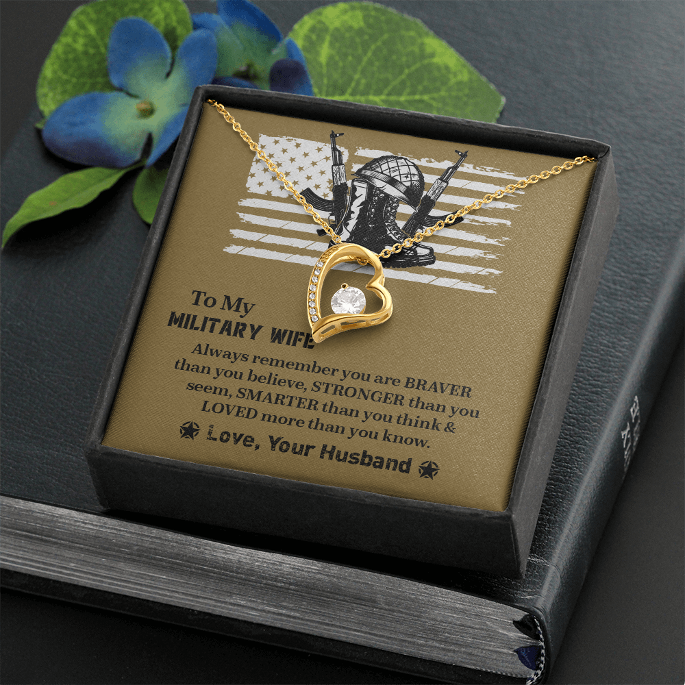 To My Military Wife Forever Love Necklace, Military Wife Gift, Gift from Husband to Wife, Anniversary Gift for Army Wife