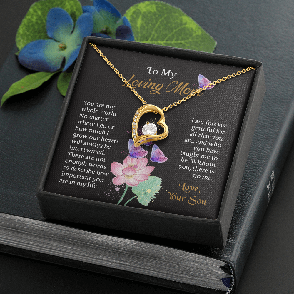 To My Mom Necklace, Mothers Day Necklace To Mom, Mom Birthday Gift from Son, Message Card Jewelry For Mom