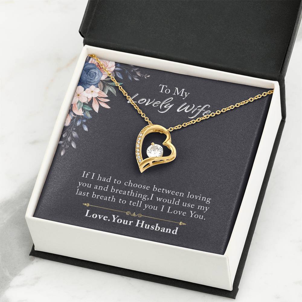 To My Lovely Wife Forever Love Necklace, Necklace Gift For Wife, Anniversary Gift For Wife, Wife Birthday Gift