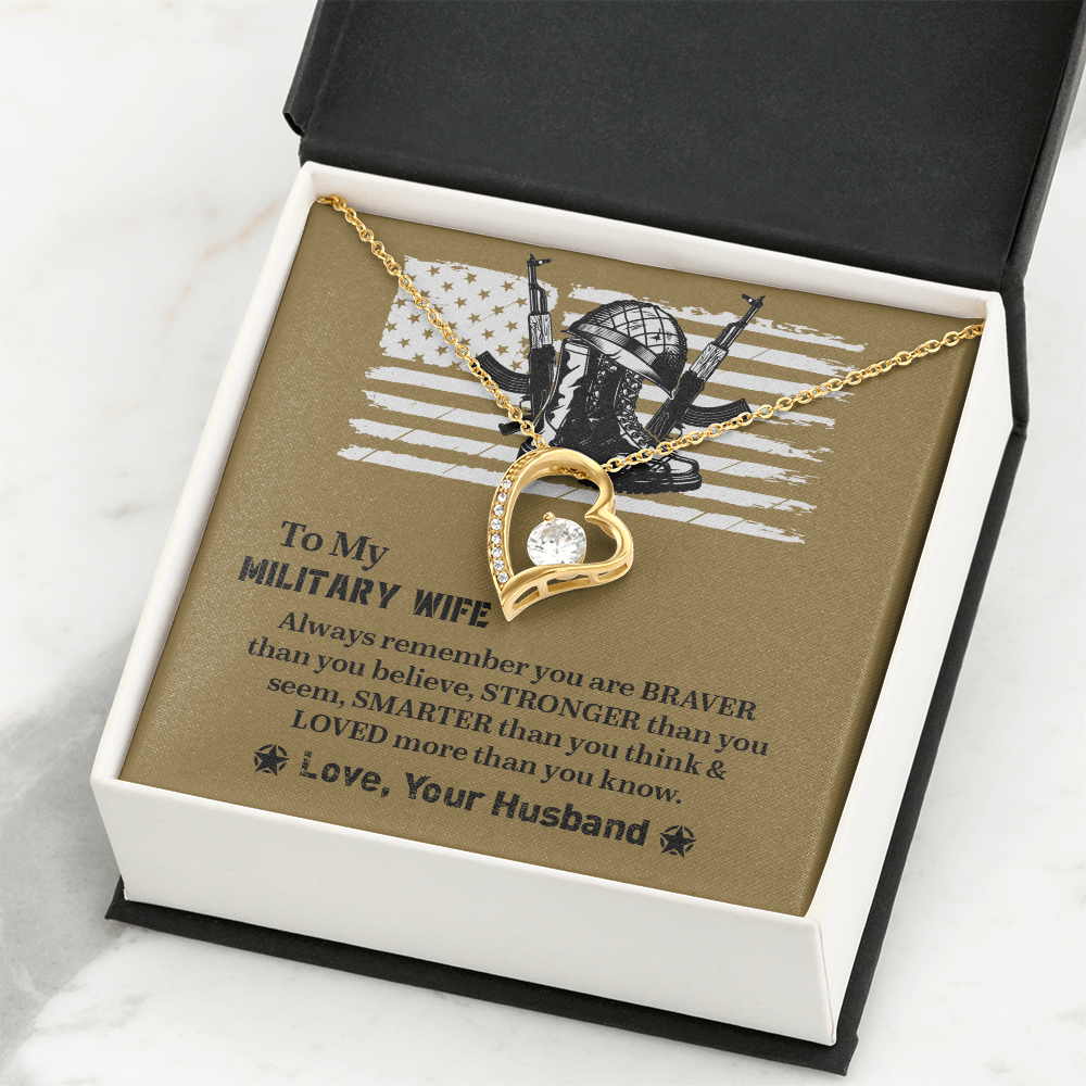 To My Military Wife Forever Love Necklace, Military Wife Gift, Gift from Husband to Wife, Anniversary Gift for Army Wife