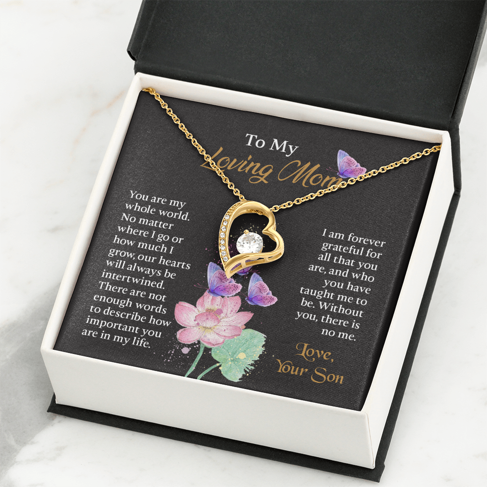 To My Mom Necklace, Mothers Day Necklace To Mom, Mom Birthday Gift from Son, Message Card Jewelry For Mom