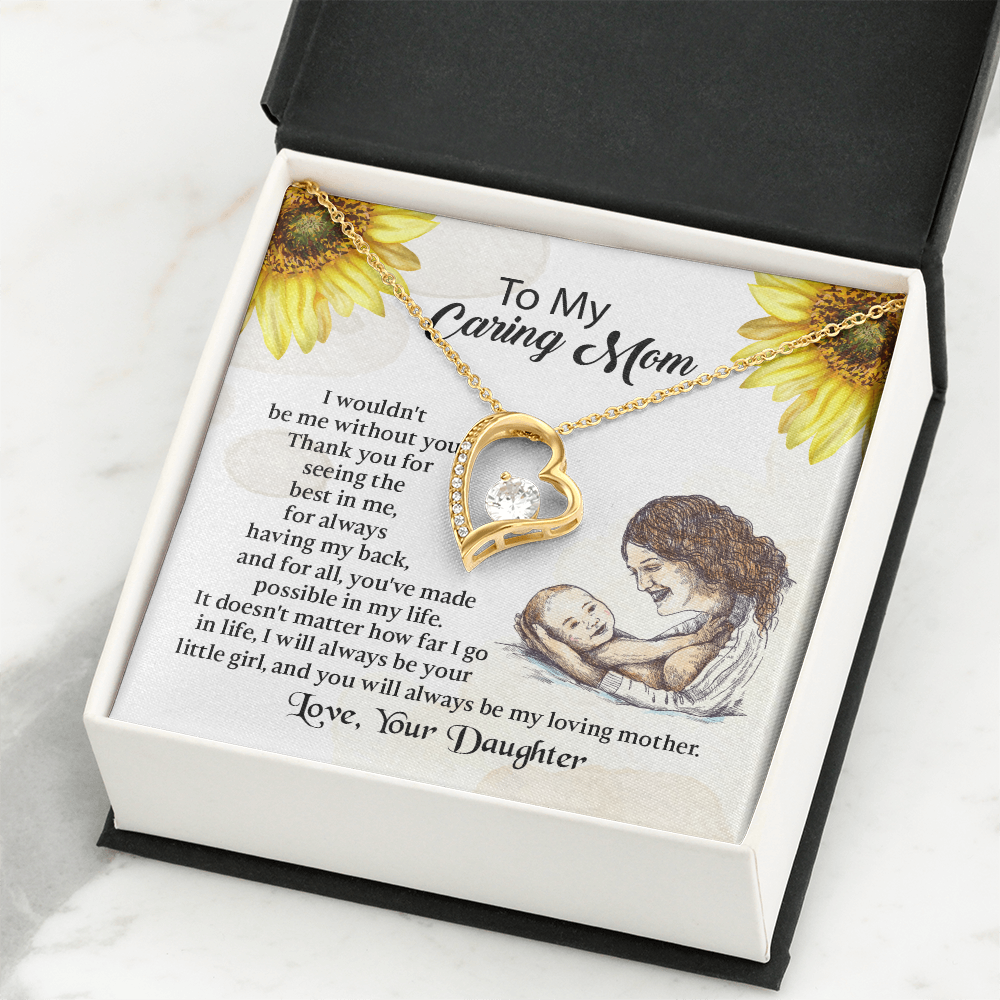 To My Mom Forever Love Necklace, Mothers Day Necklace, Mom Birthday Gift from Daughter, Message Card Jewelry For Mom
