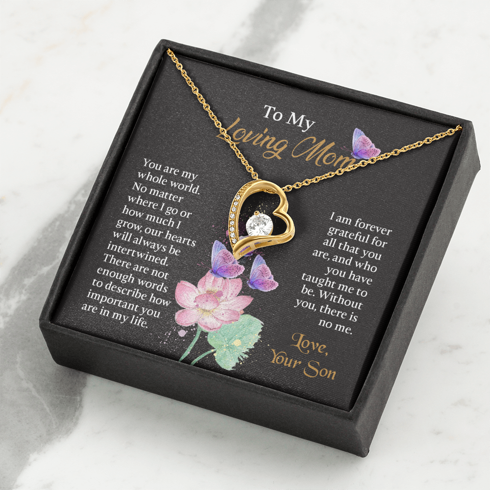 To My Mom Necklace, Mothers Day Necklace To Mom, Mom Birthday Gift from Son, Message Card Jewelry For Mom