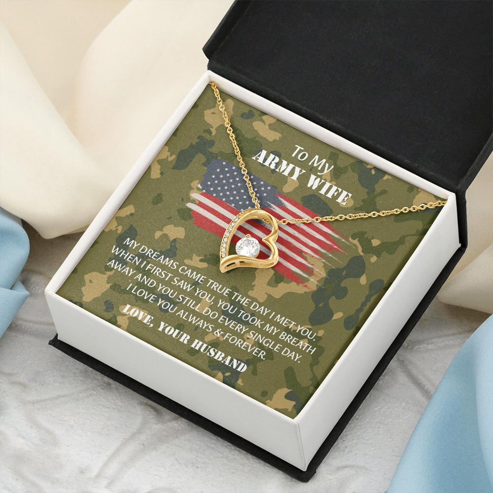 Army Wife Forever Love Necklace, Military Wife Gift, Gift from Husband to Wife, Anniversary Gift for Army Wife