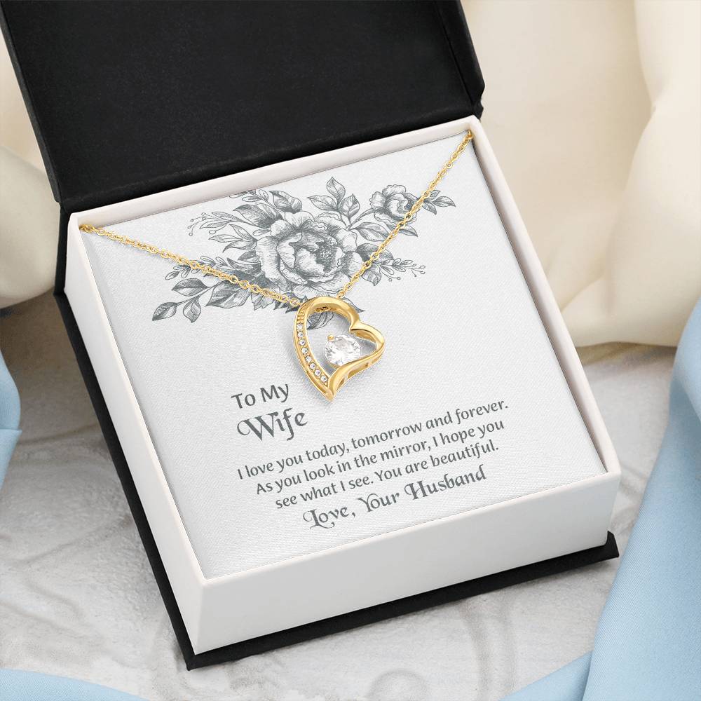 To My Wife Forever Love Necklace, Necklace For Wife, Anniversary Gift For Wife, Wife Birthday Gift