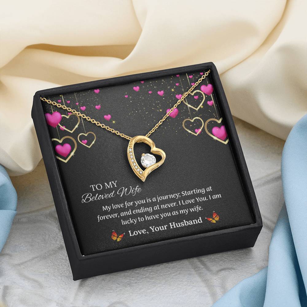 To My Beloved Wife Forever Love Necklace, Anniversary Gift For Wife, Wife Birthday Gift, Necklace For Wife