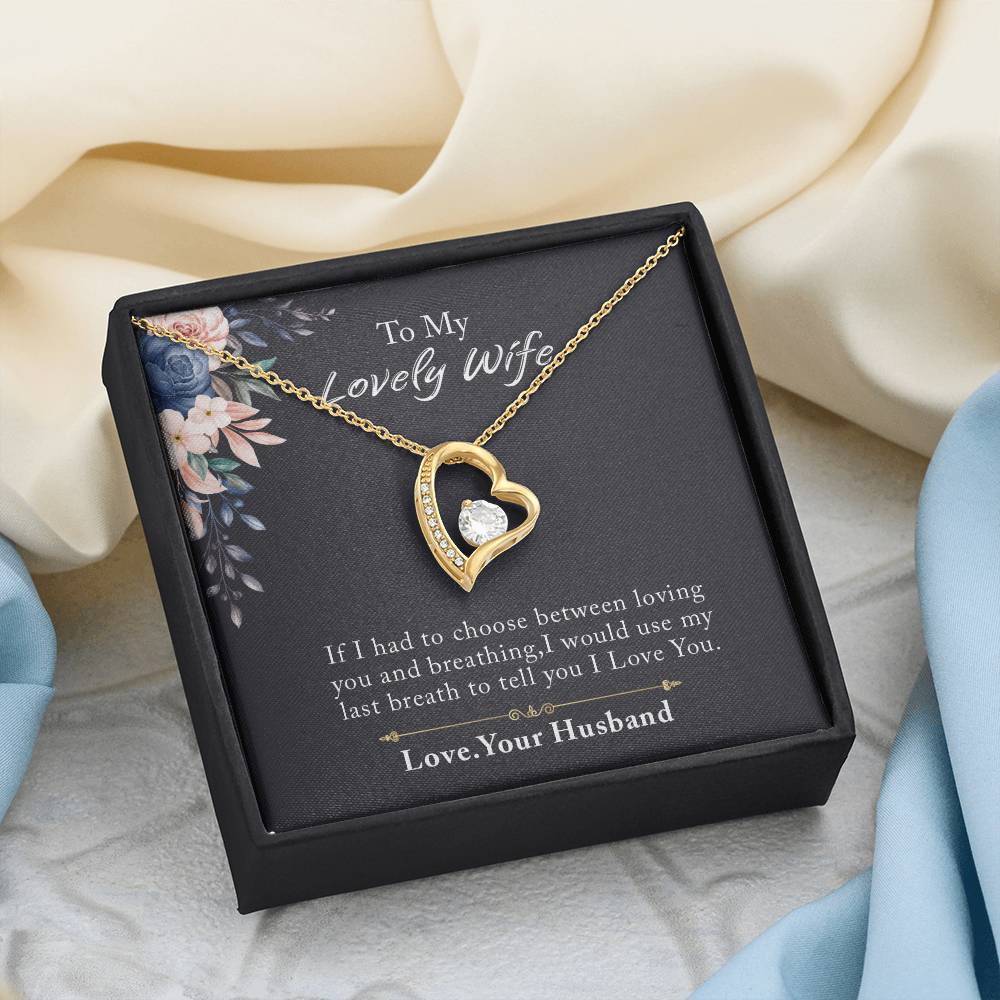 To My Lovely Wife Forever Love Necklace, Necklace Gift For Wife, Anniversary Gift For Wife, Wife Birthday Gift