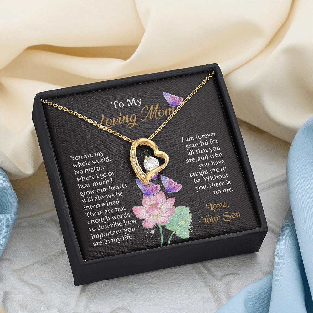 To My Mom Necklace, Mothers Day Necklace To Mom, Mom Birthday Gift from Son, Message Card Jewelry For Mom