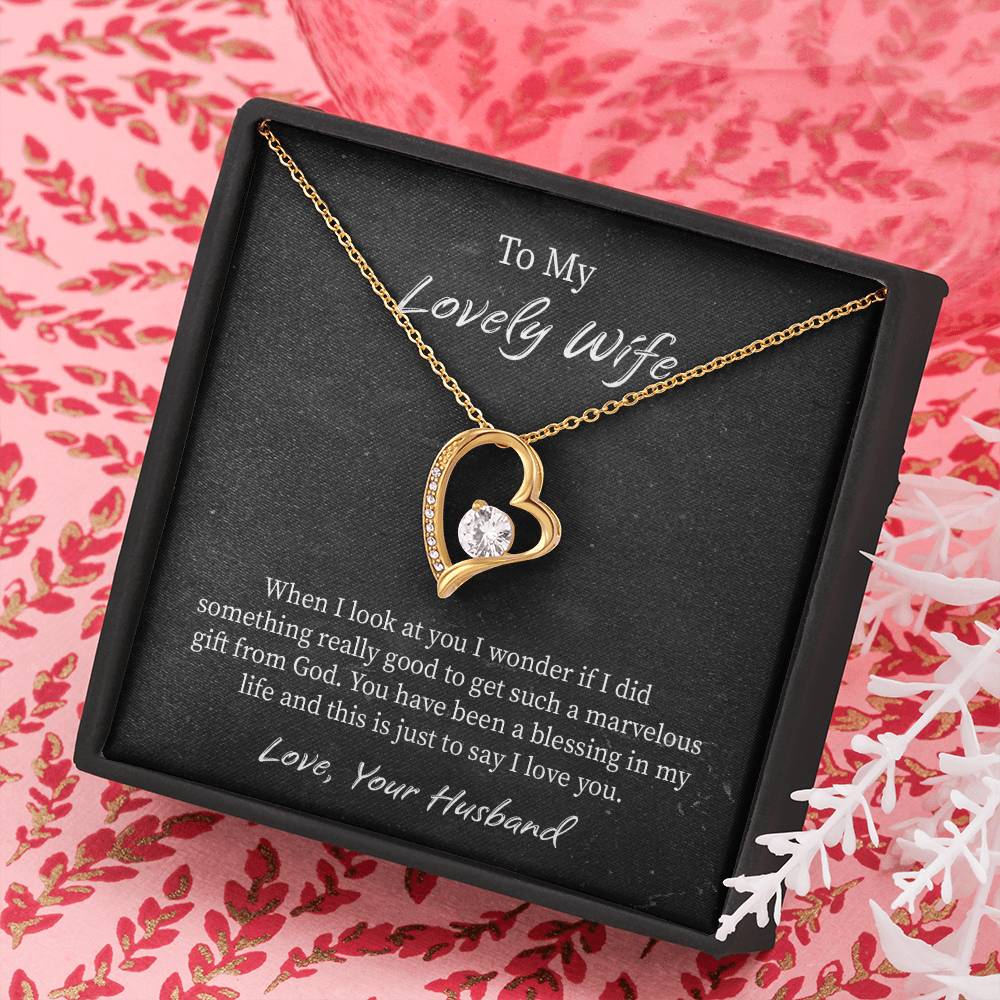 My Lovely Wife Forever Love Necklace, Romantic Anniversary Gift for Wife, Wife Birthday Gift, Necklace for Wife