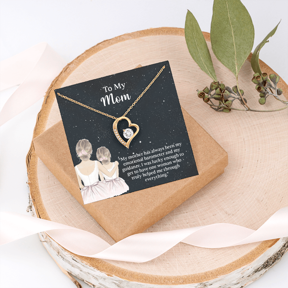 To My Mom Forever Love Necklace, Mom Birthday Gift From Daughter, Mothers Day Necklace, Message Card Jewelry For Mom
