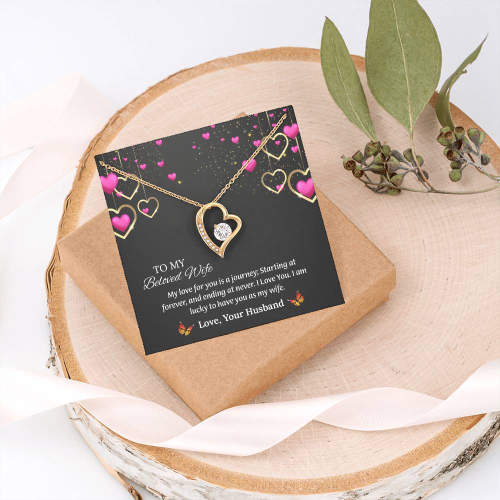 To My Beloved Wife Forever Love Necklace, Anniversary Gift For Wife, Wife Birthday Gift, Necklace For Wife