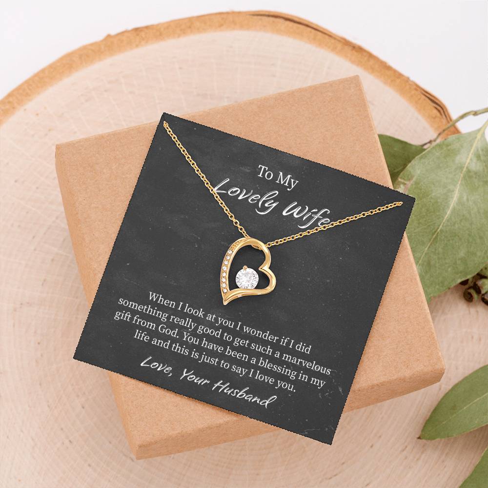 My Lovely Wife Forever Love Necklace, Romantic Anniversary Gift for Wife, Wife Birthday Gift, Necklace for Wife