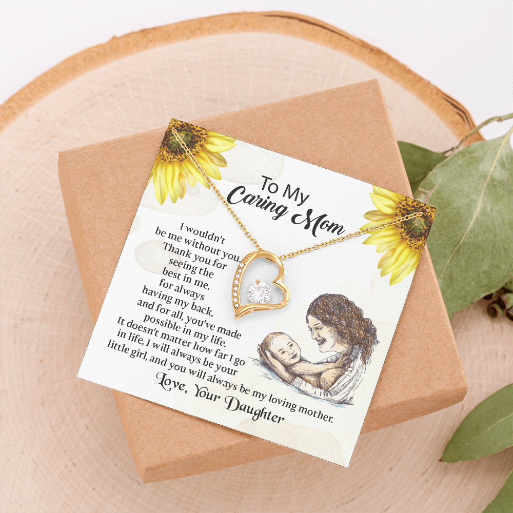To My Mom Forever Love Necklace, Mothers Day Necklace, Mom Birthday Gift from Daughter, Message Card Jewelry For Mom
