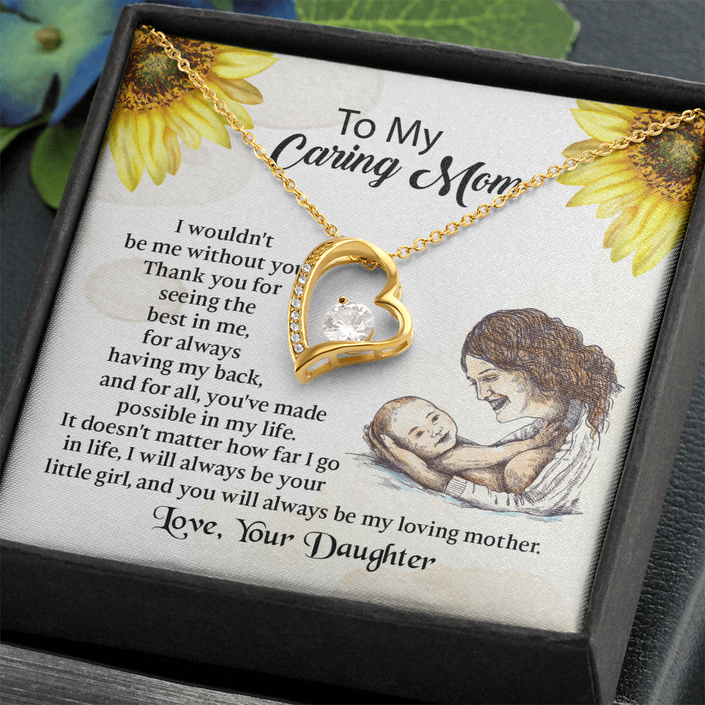 To My Mom Forever Love Necklace, Mothers Day Necklace, Mom Birthday Gift from Daughter, Message Card Jewelry For Mom