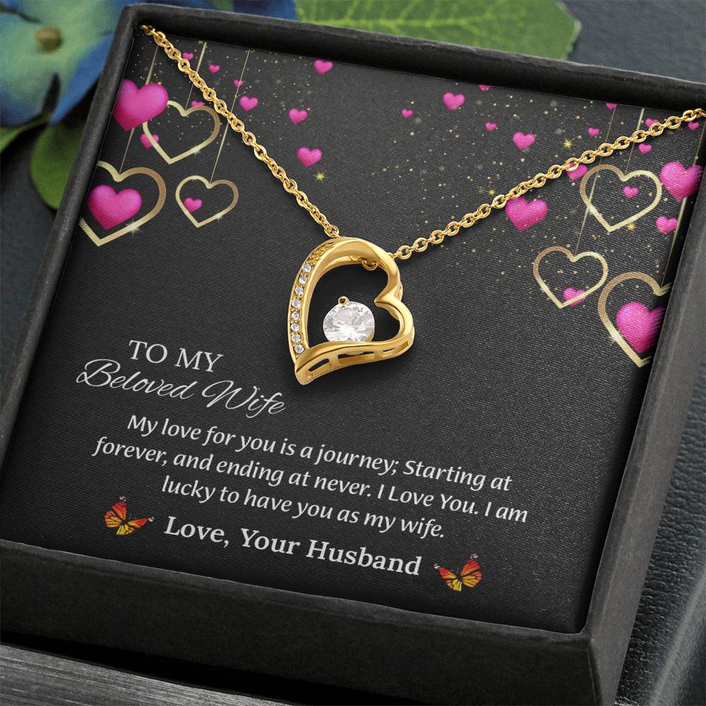 To My Beloved Wife Forever Love Necklace, Anniversary Gift For Wife, Wife Birthday Gift, Necklace For Wife