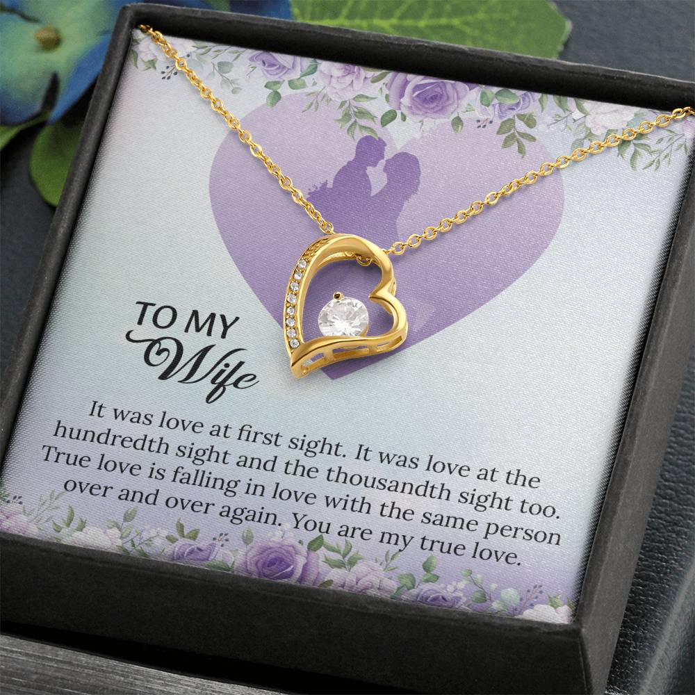 To My Wife Forever Love Necklace, Necklace For Wife, Anniversary Gift For Wife, Wife Birthday Gift