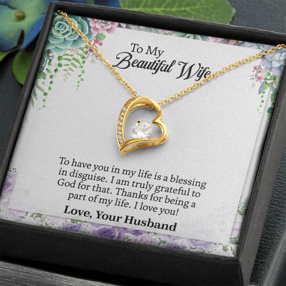 Heart To My Wife Necklace, Anniversary Gift For Wife, Wife Birthday Gift, Necklace For Wife, Wife Sentimental Gift