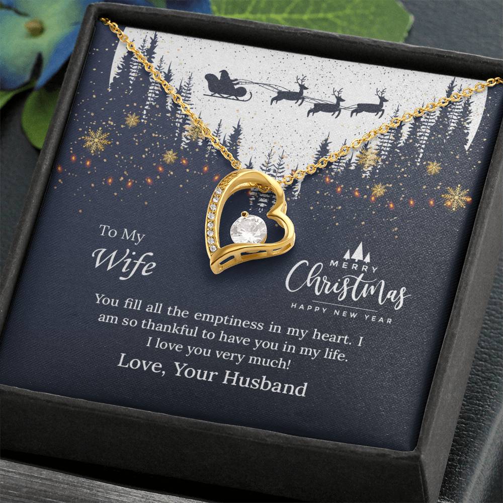 UNIDAZE To My Wife Forever Love Necklace with Message Card, Christmas Gift For Wife, Wife Birthday Gift, Anniversary Gift ShineOn Fulfillment C30025TG C30025TR lx-C30025 PB23-WOOD PT-781 TNM-1 USER-188348