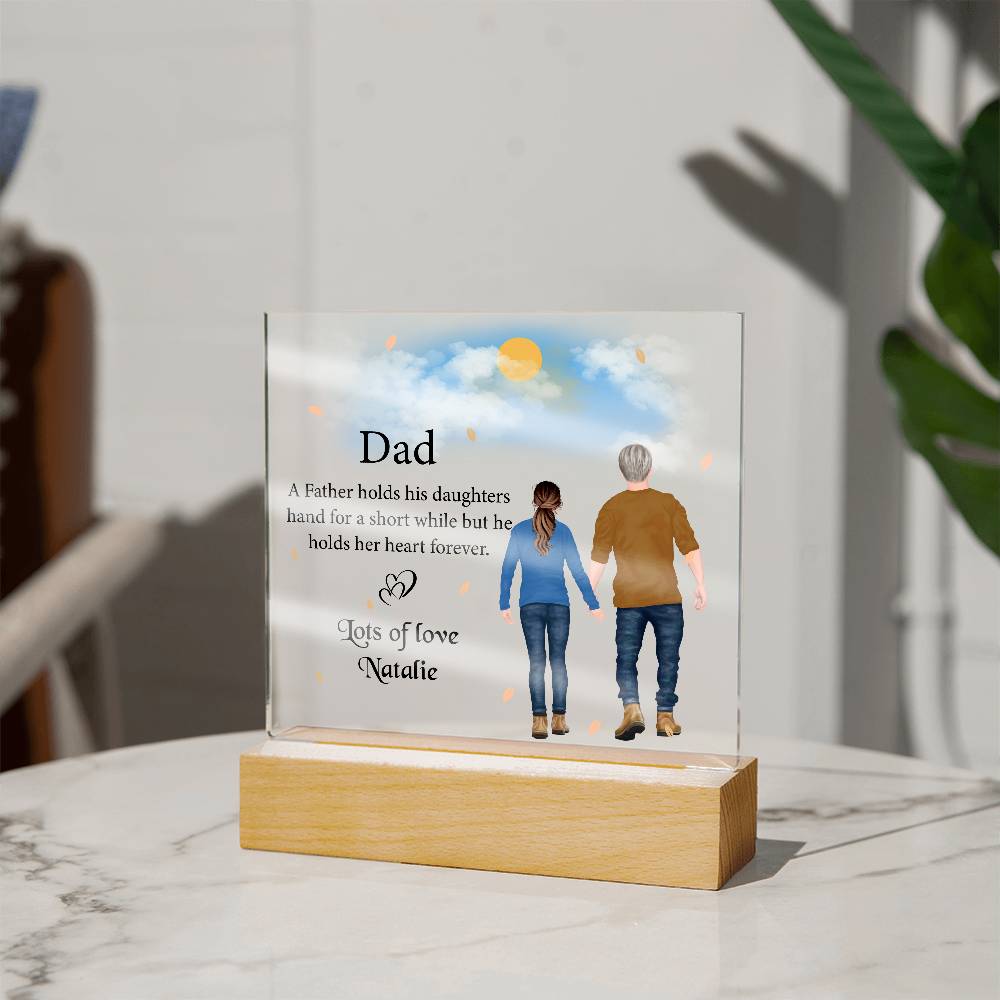 Personalized Dad & Daughter LED Light Acrylic Plaque, Father Daughter Fathers Day Gifts, Best Gift for Dad from Daughter, Dad and Daughter Sign Gifts