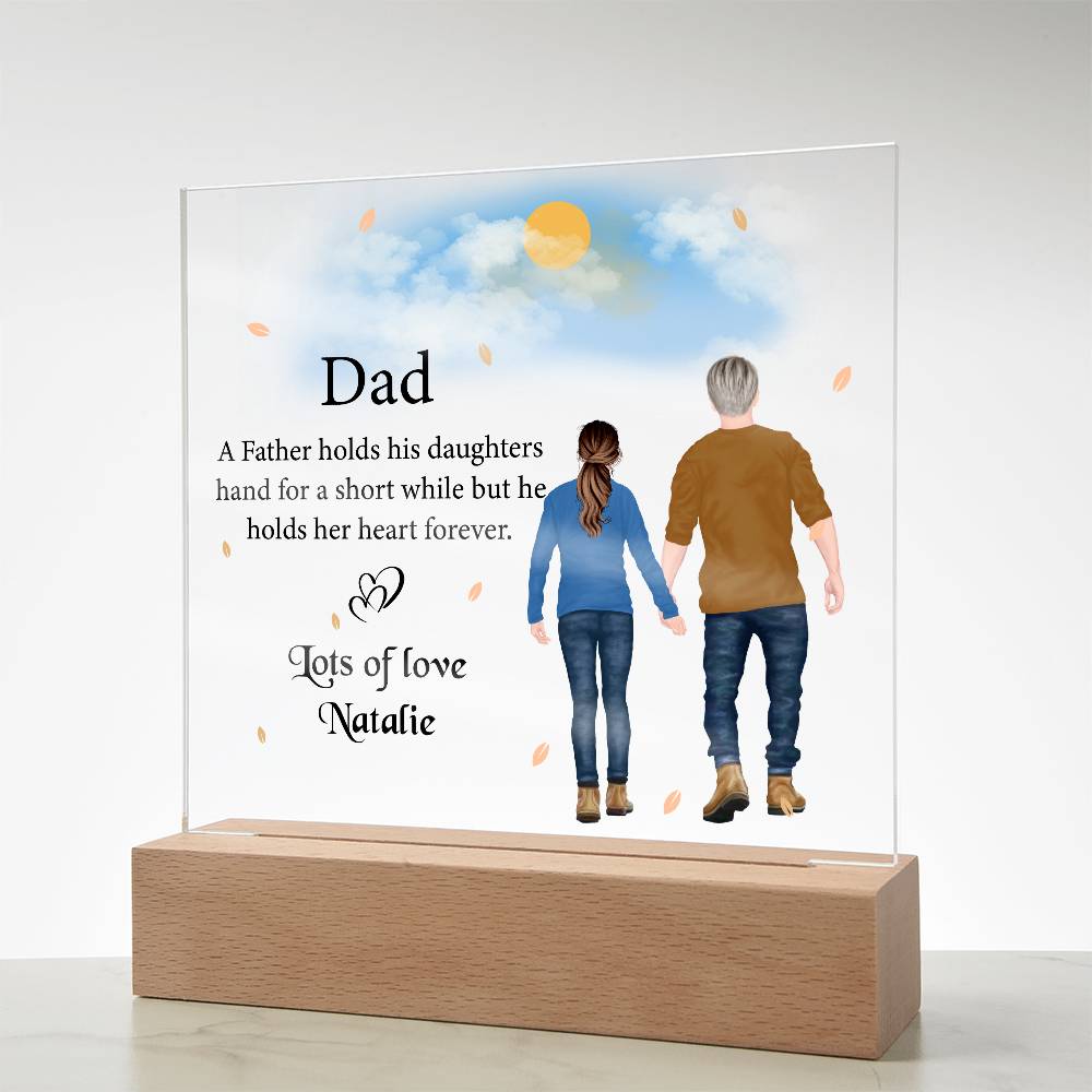 Personalized Dad & Daughter LED Light Acrylic Plaque, Father Daughter Fathers Day Gifts, Best Gift for Dad from Daughter, Dad and Daughter Sign Gifts