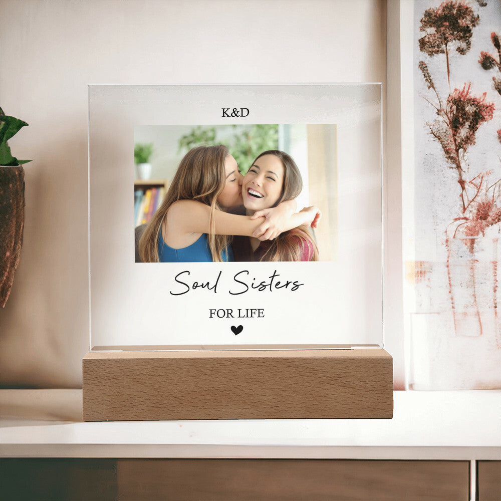 Soul Sisters Photo Gift, Soul Sisters For Life Acrylic Photo Plaque, Photo Memory Best Friend, Photo Gift For Friend, Christmas Gift Bestie