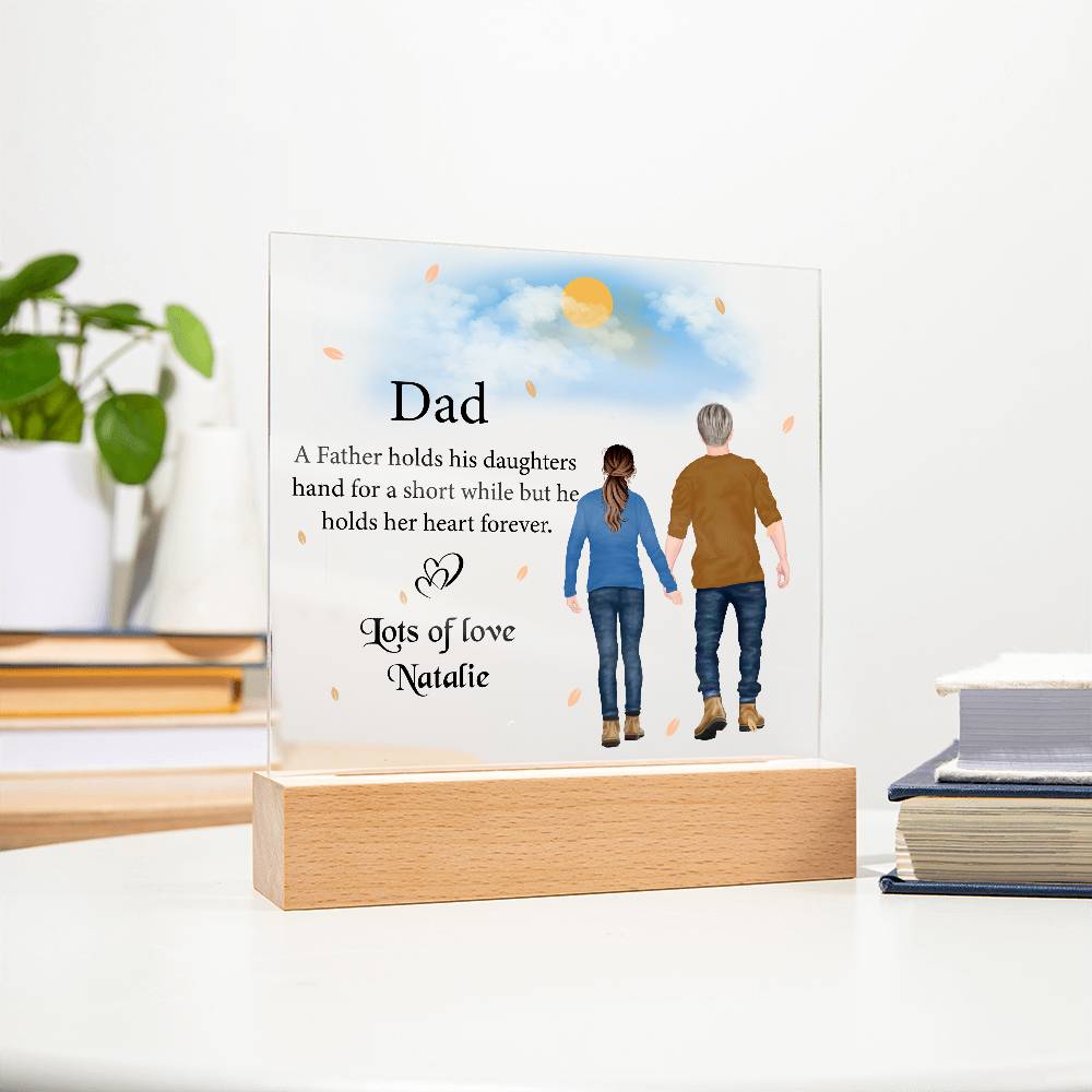 Personalized Dad & Daughter LED Light Acrylic Plaque, Father Daughter Fathers Day Gifts, Best Gift for Dad from Daughter, Dad and Daughter Sign Gifts