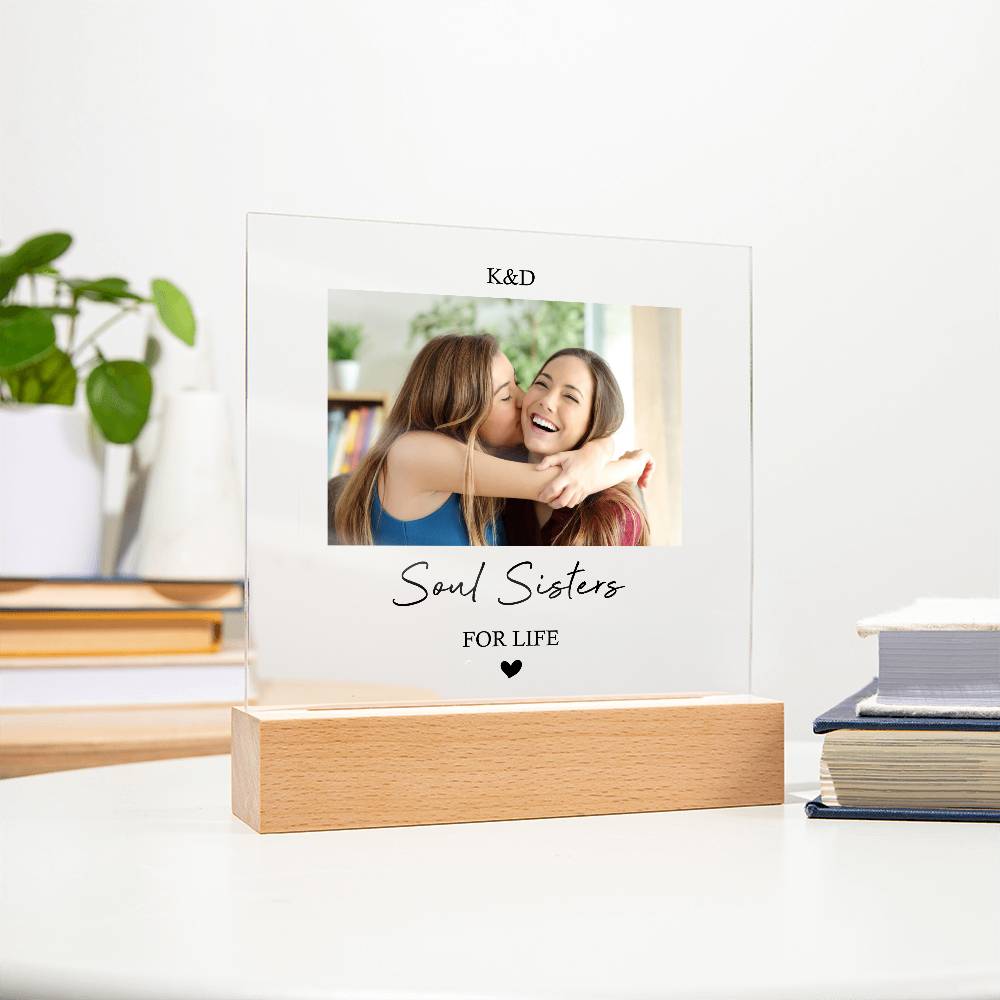 Soul Sisters Photo Gift, Soul Sisters For Life Acrylic Photo Plaque, Photo Memory Best Friend, Photo Gift For Friend, Christmas Gift Bestie