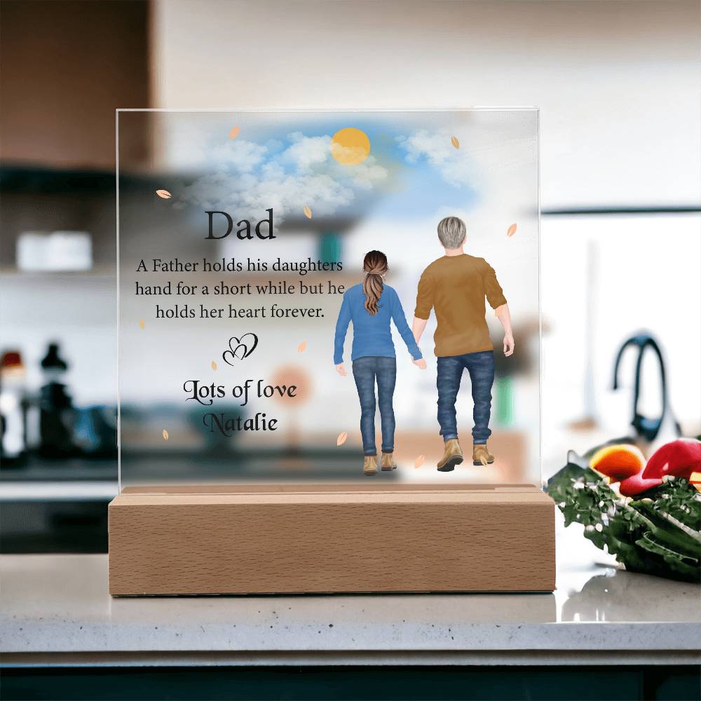 Personalized Dad & Daughter LED Light Acrylic Plaque, Father Daughter Fathers Day Gifts, Best Gift for Dad from Daughter, Dad and Daughter Sign Gifts