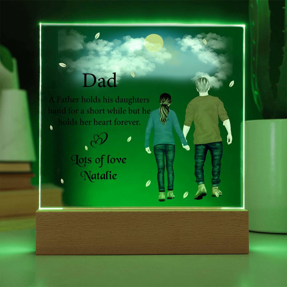 Personalized Dad & Daughter LED Light Acrylic Plaque, Father Daughter Fathers Day Gifts, Best Gift for Dad from Daughter, Dad and Daughter Sign Gifts