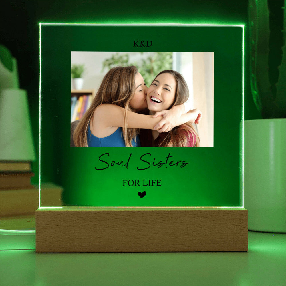 Soul Sisters Photo Gift, Soul Sisters For Life Acrylic Photo Plaque, Photo Memory Best Friend, Photo Gift For Friend, Christmas Gift Bestie