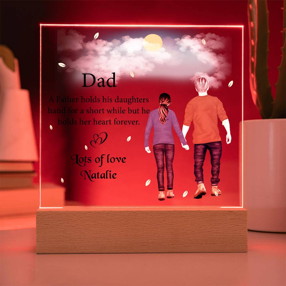 Personalized Dad & Daughter LED Light Acrylic Plaque, Father Daughter Fathers Day Gifts, Best Gift for Dad from Daughter, Dad and Daughter Sign Gifts