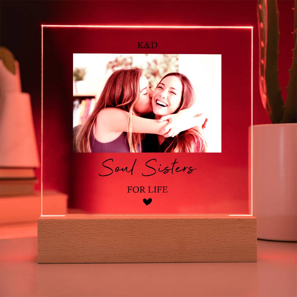 Soul Sisters Photo Gift, Soul Sisters For Life Acrylic Photo Plaque, Photo Memory Best Friend, Photo Gift For Friend, Christmas Gift Bestie